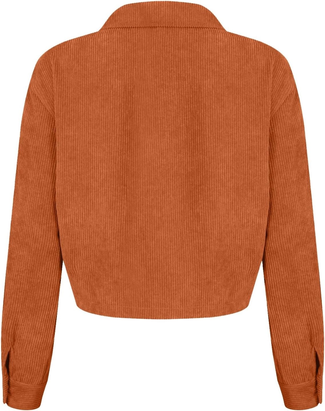 image:imageCorduroy Shacket Women Cropped Button Down Shirts Jacket Casual Fall Long Sleeve Crop Tops Bomber Jacket with PocketsX008orange