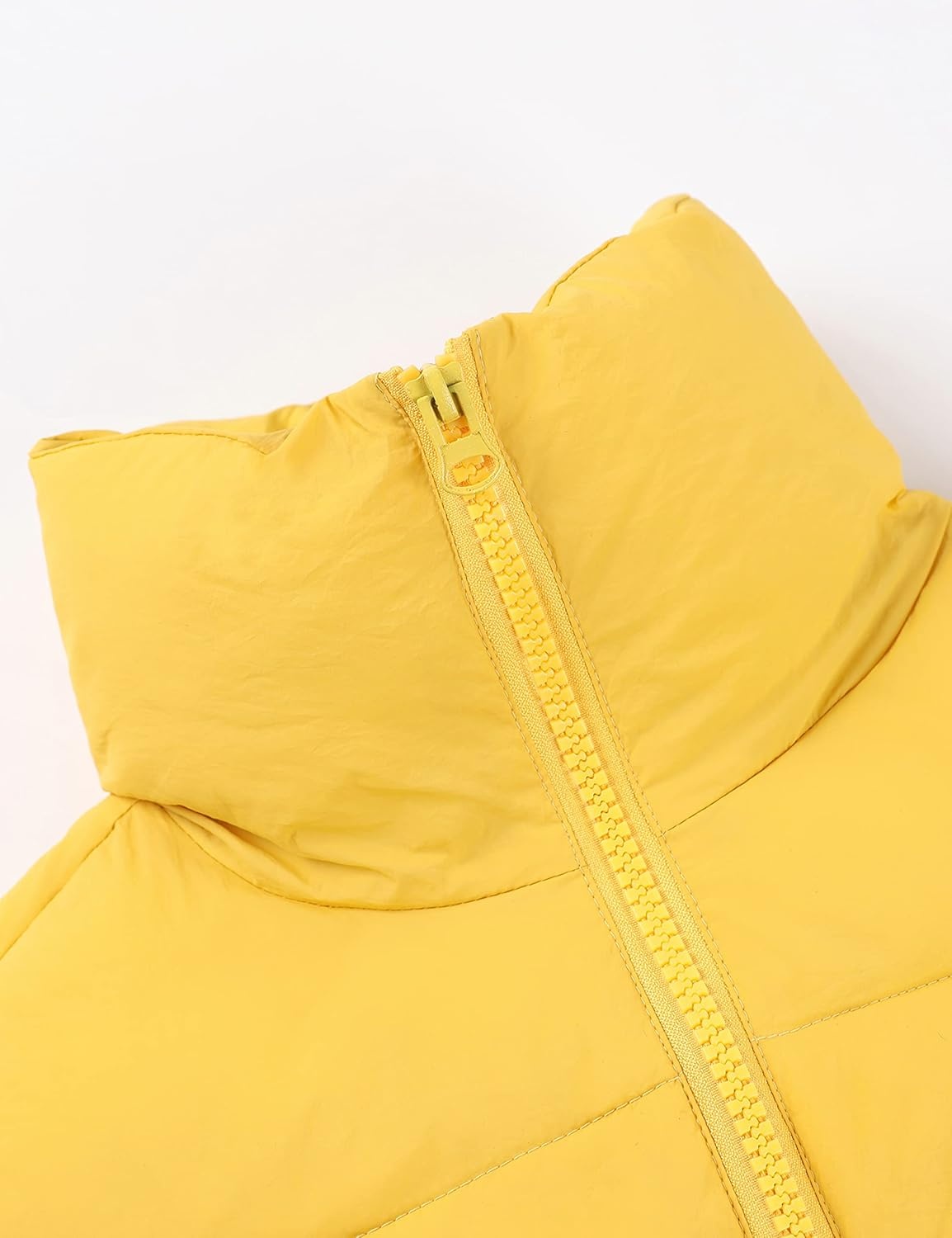image:imageCropped Puffer Vest Women Zip Up Stand Collar Sleeveless Padded Crop Puffy VestsMustard