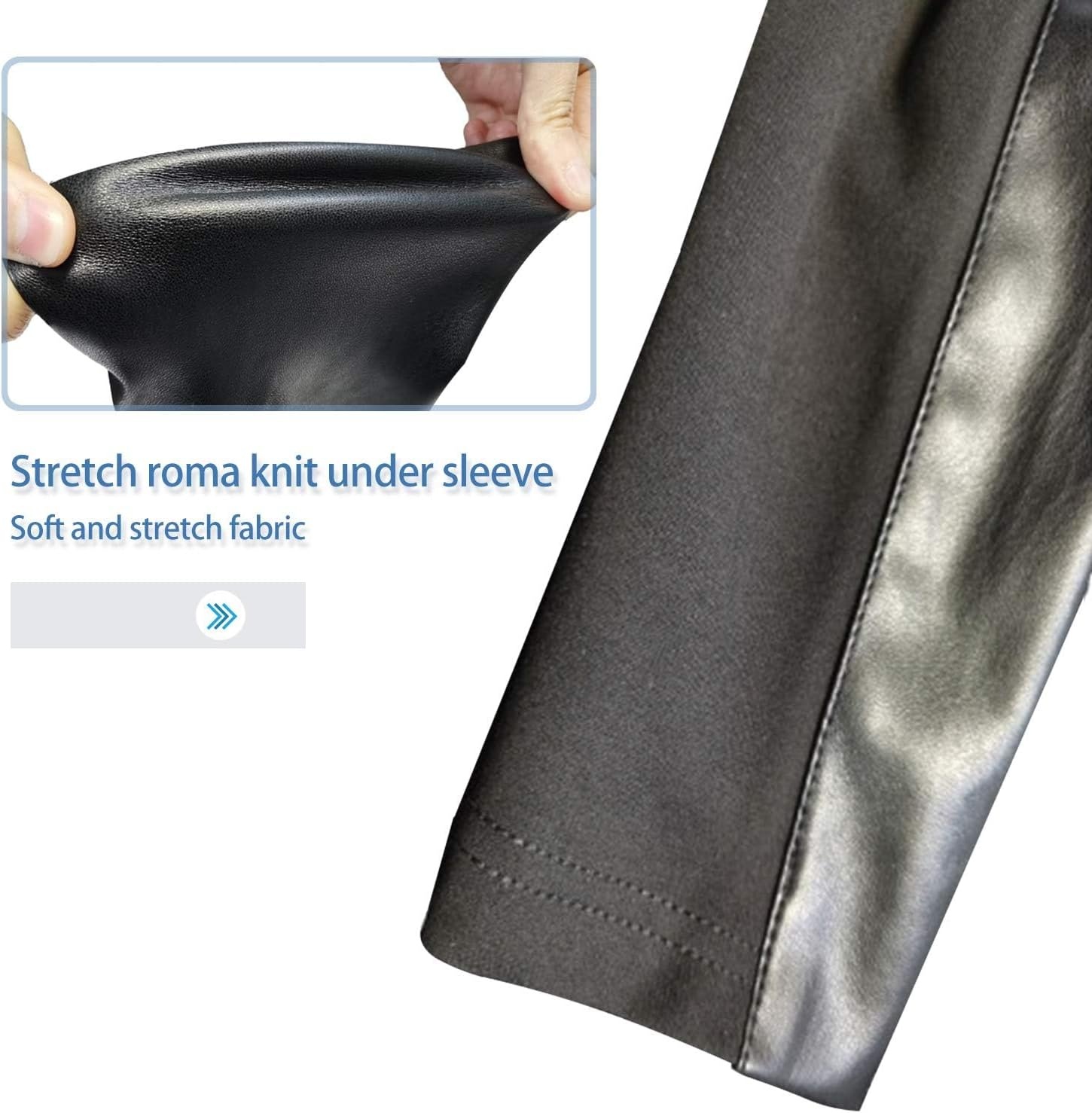 image:imageDIASHINY Faux Leather Jacket Women Cropped Motorcycle Biker Outwear Pu LeatherStretchStand Snap CollarZipper PocketsSlim Bodycon FitCasual DailyWomen Fashion Moto Bomber JacketBlack 006
