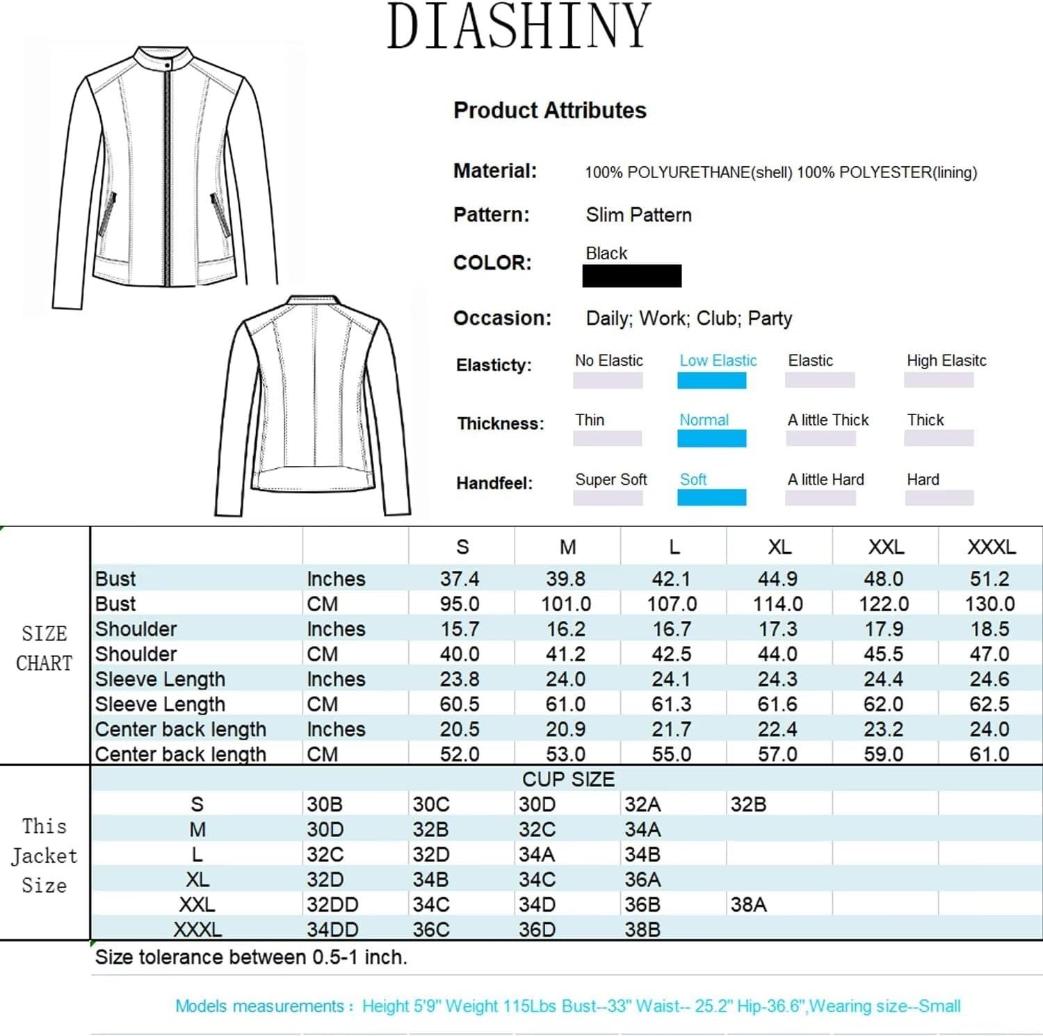 image:imageDIASHINY Faux Leather Jacket Women Cropped Motorcycle Biker Outwear Pu LeatherStretchStand Snap CollarZipper PocketsSlim Bodycon FitCasual DailyWomen Fashion Moto Bomber JacketWine Red 006