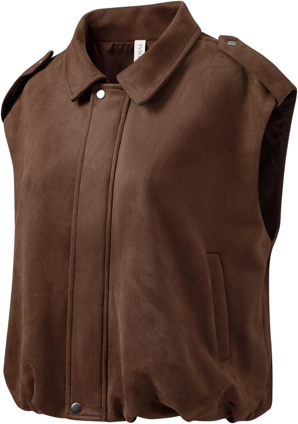 image:imageEVALESS Womens Vest Faux Suede Sleeveless Jackets Fashion Spring 2026 Y2K Cropped Jacket Trendy Streetwear with PocketsChicory Coffee