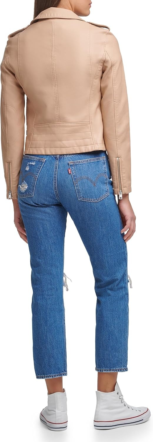 image:imageLevis Womens Classic Faux Leather Moto JacketBiscotti Beige