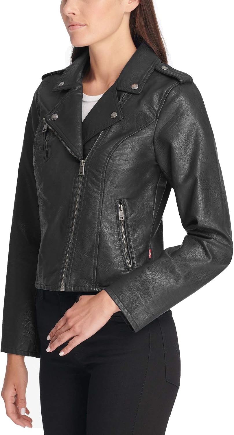 image:imageLevis Womens Classic Faux Leather Moto JacketBlack