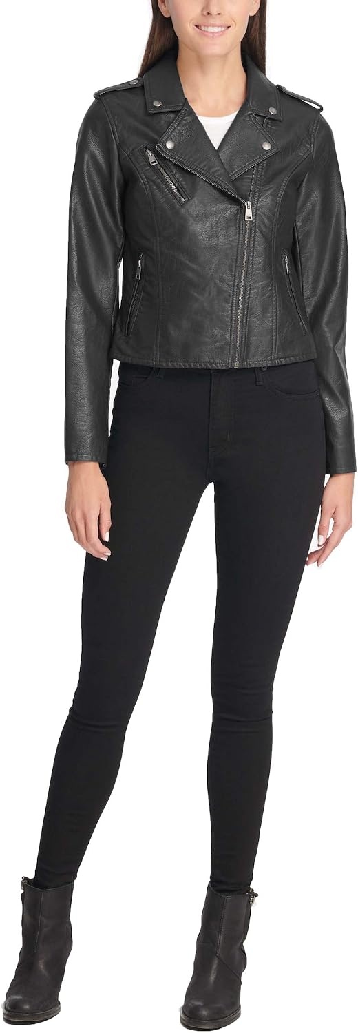 image:imageLevis Womens Classic Faux Leather Moto JacketBlack