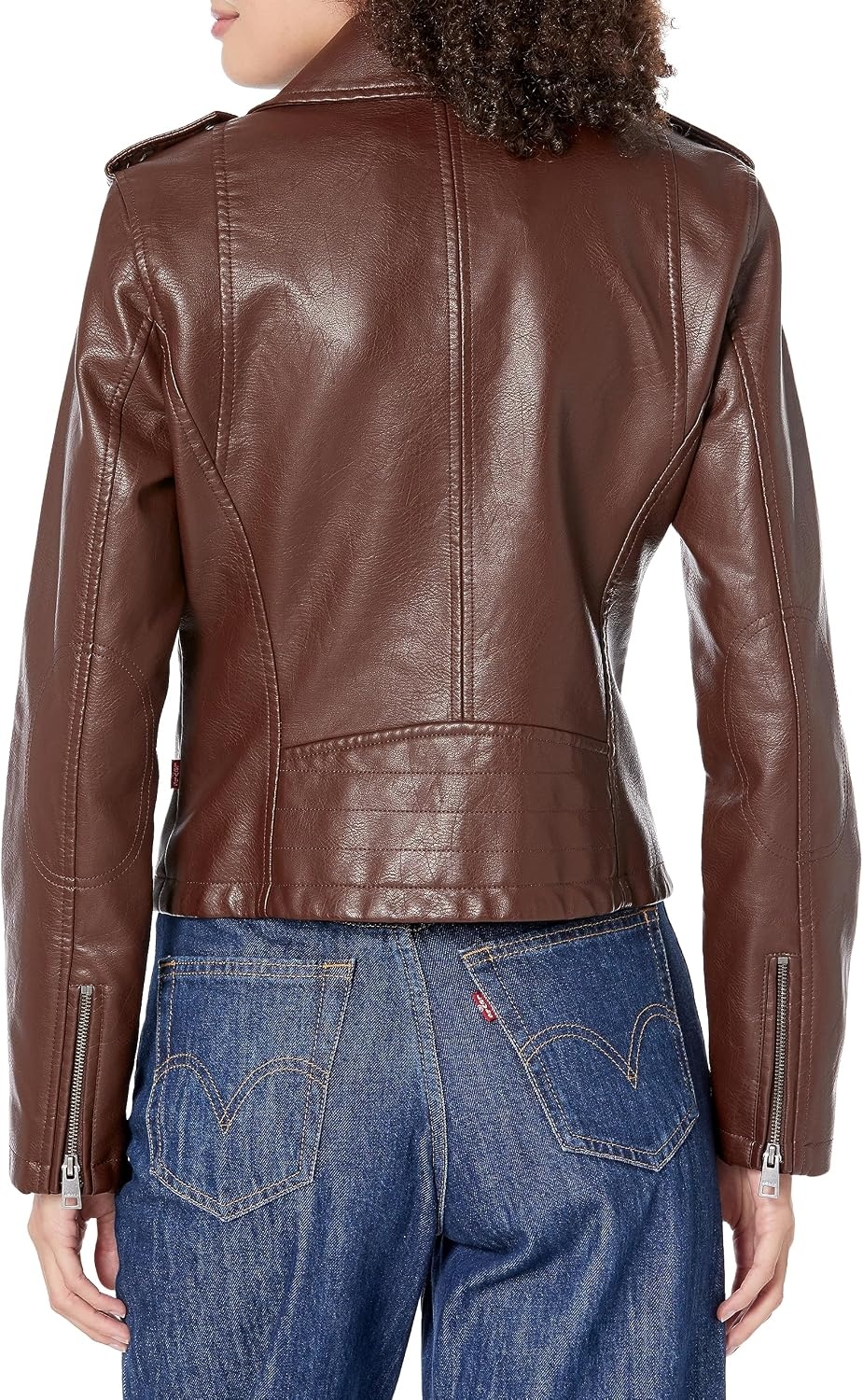 image:imageLevis Womens Classic Faux Leather Moto JacketChocolate Brown