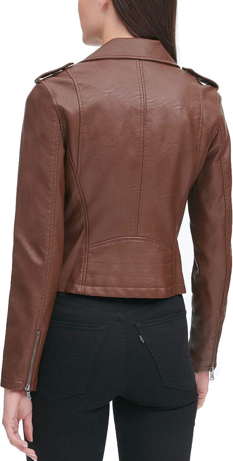 image:imageLevis Womens Classic Faux Leather Moto JacketCognac Beige