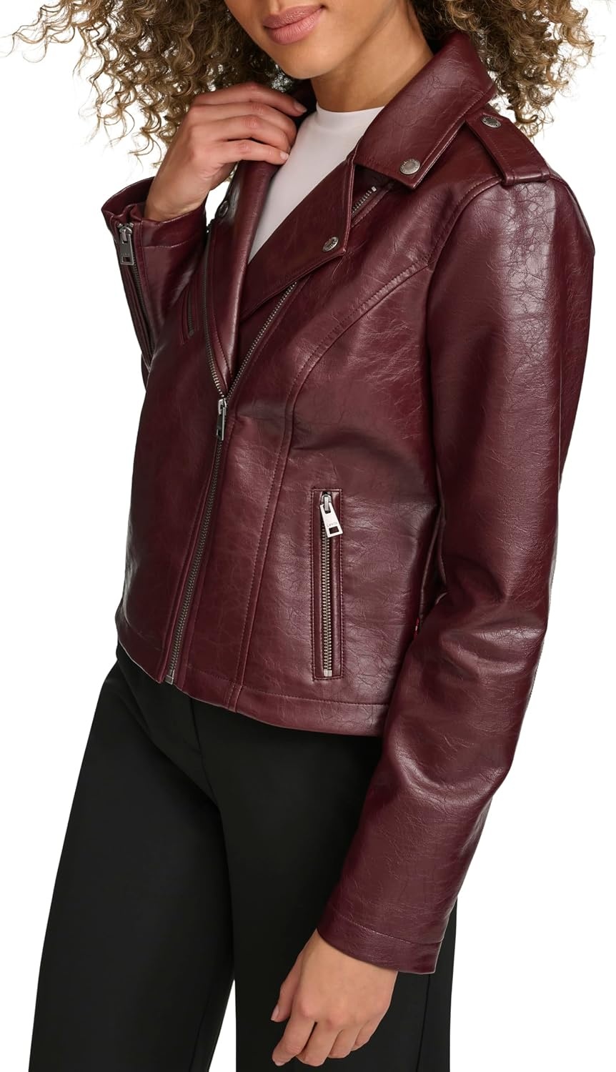 image:imageLevis Womens Classic Faux Leather Moto JacketFig Gloss Pu