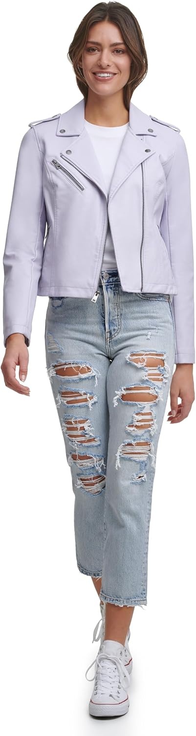 image:imageLevis Womens Classic Faux Leather Moto JacketLilac