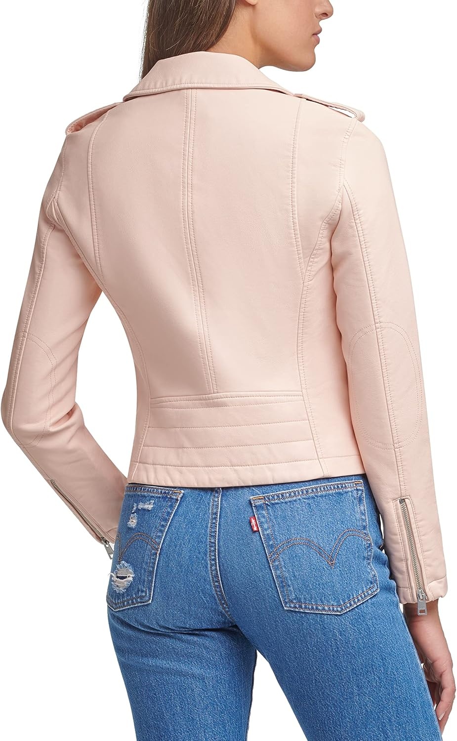 image:imageLevis Womens Classic Faux Leather Moto JacketScallop Shell Pink