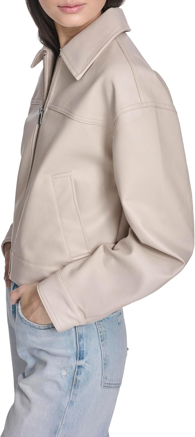 image:imageLevis Womens Relaxed Fit Zip Front JacketChateau Grey Faux Leather