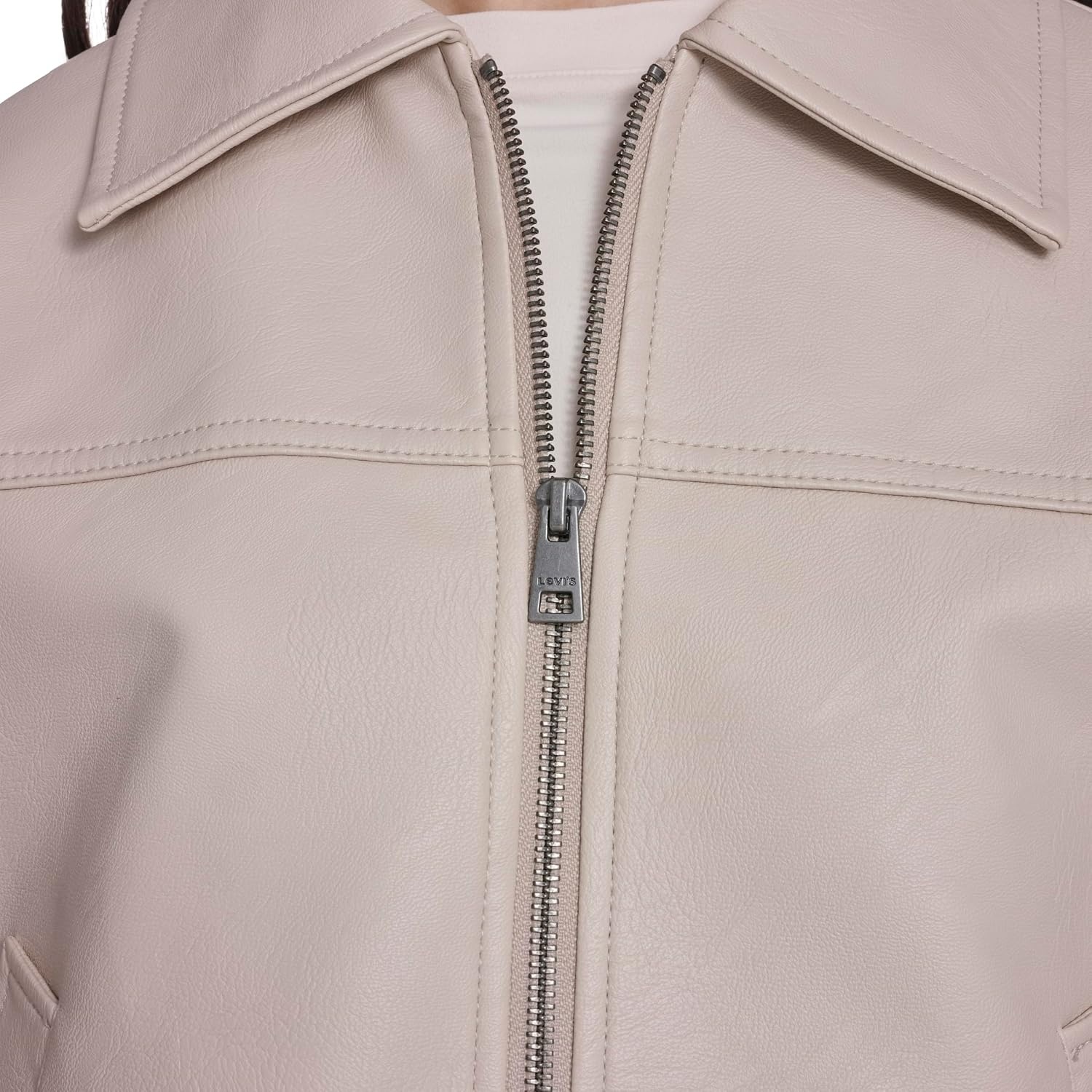 image:imageLevis Womens Relaxed Fit Zip Front JacketChateau Grey Faux Leather
