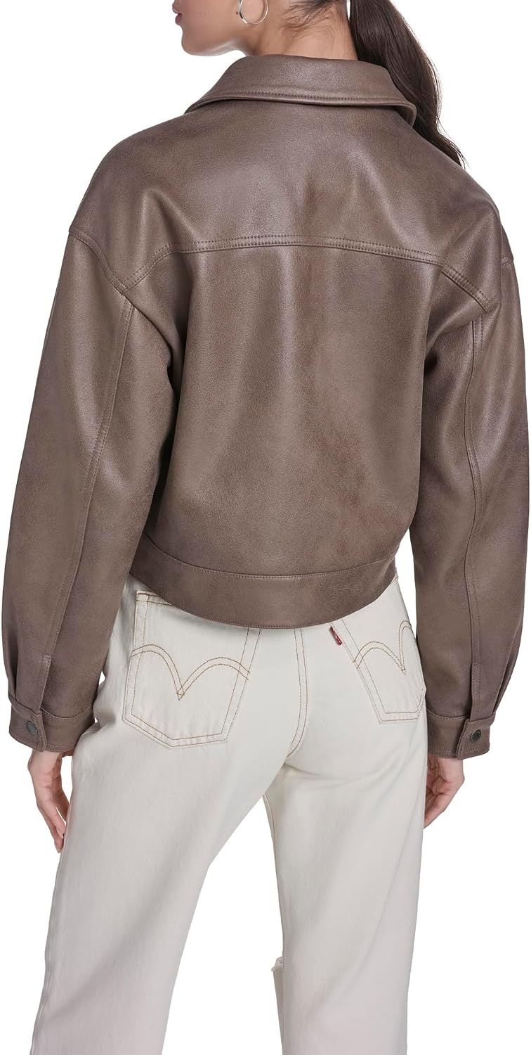 image:imageLevis Womens Relaxed Fit Zip Front JacketPine Bark Faux Suede
