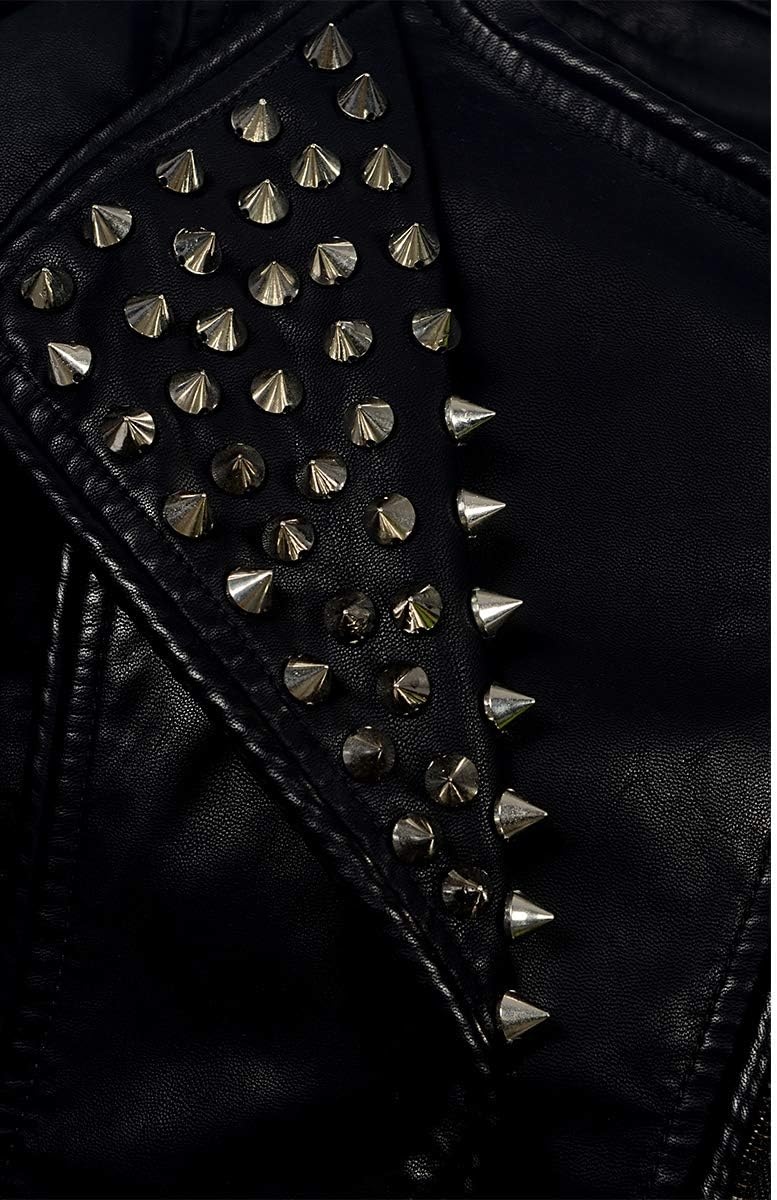 image:imageSX New Punk Rivet faux leather PU Jacket Women fashion Biker Jacket Black Slim Fit Streetwear CoatBlack