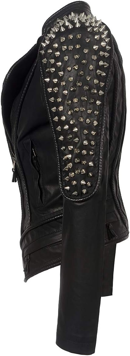 image:imageSX New Punk Rivet faux leather PU Jacket Women fashion Biker Jacket Black Slim Fit Streetwear CoatBlack