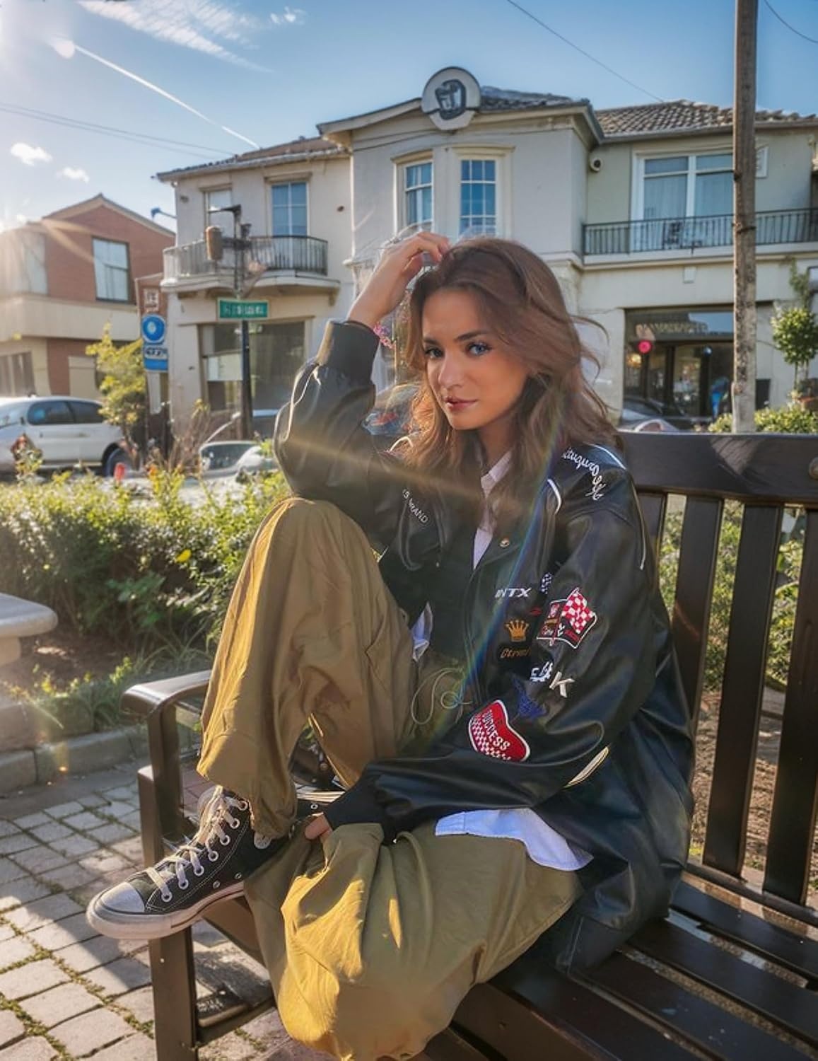 image:imageVamtac Faux Leather Motocross Jackets Oversized Vintage Racing Varsity Bomber Coat Men Trendy StreetwearBlack