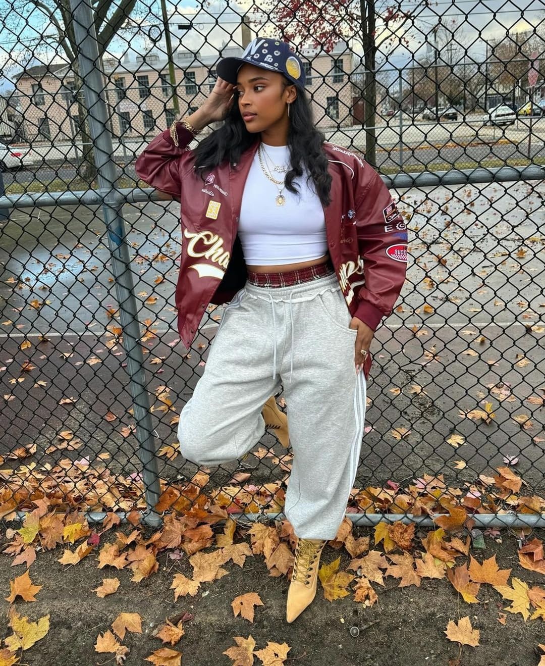 image:imageVamtac Faux Leather Motocross Jackets Oversized Vintage Racing Varsity Bomber Coat Men Trendy StreetwearRed