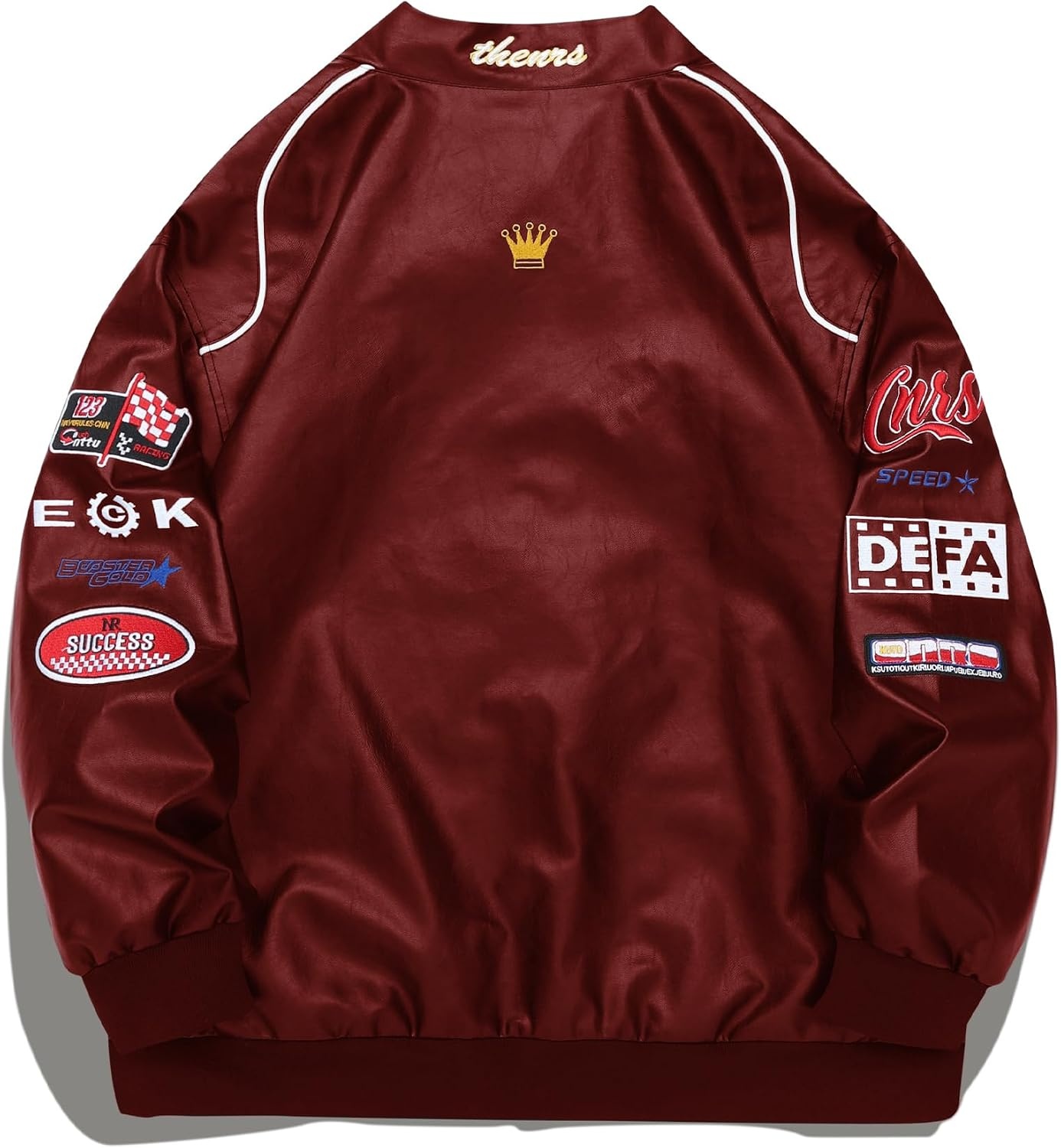 image:imageVamtac Faux Leather Motocross Jackets Oversized Vintage Racing Varsity Bomber Coat Men Trendy StreetwearRed