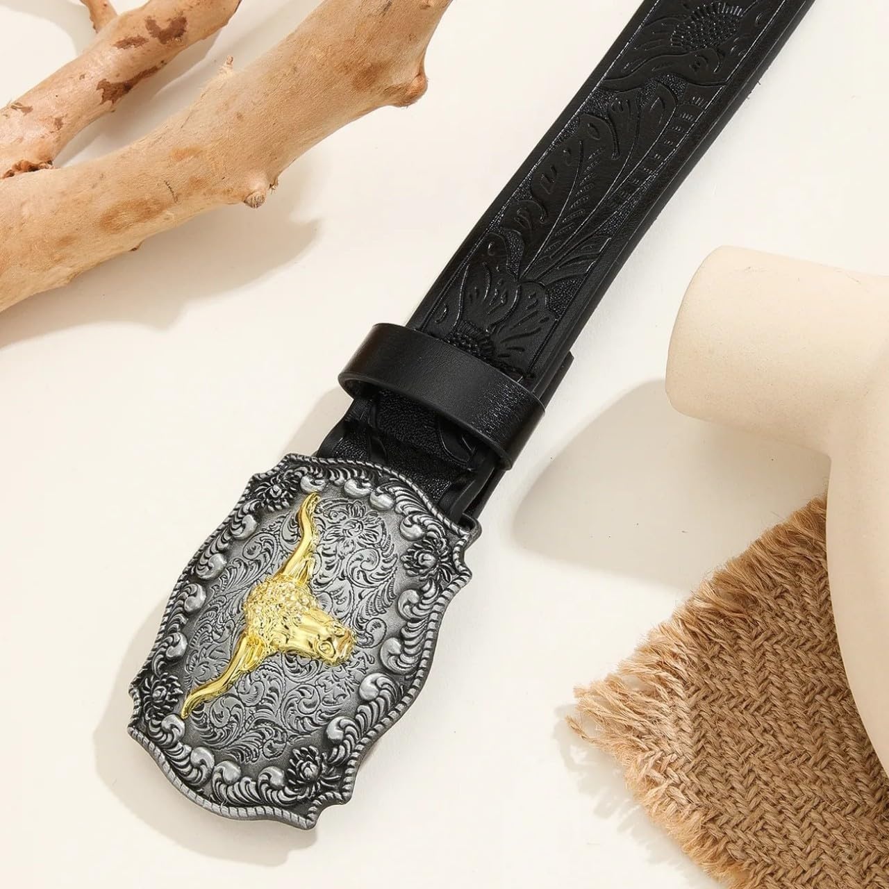 image:imageWomenWesternBelts Turquoise Oval Buckle CowboyLeatherBelt Dress Jeans western outfits belt faux leather floral embossed pattern adjustable fit belts for rodeos festivals country eventsBlack1