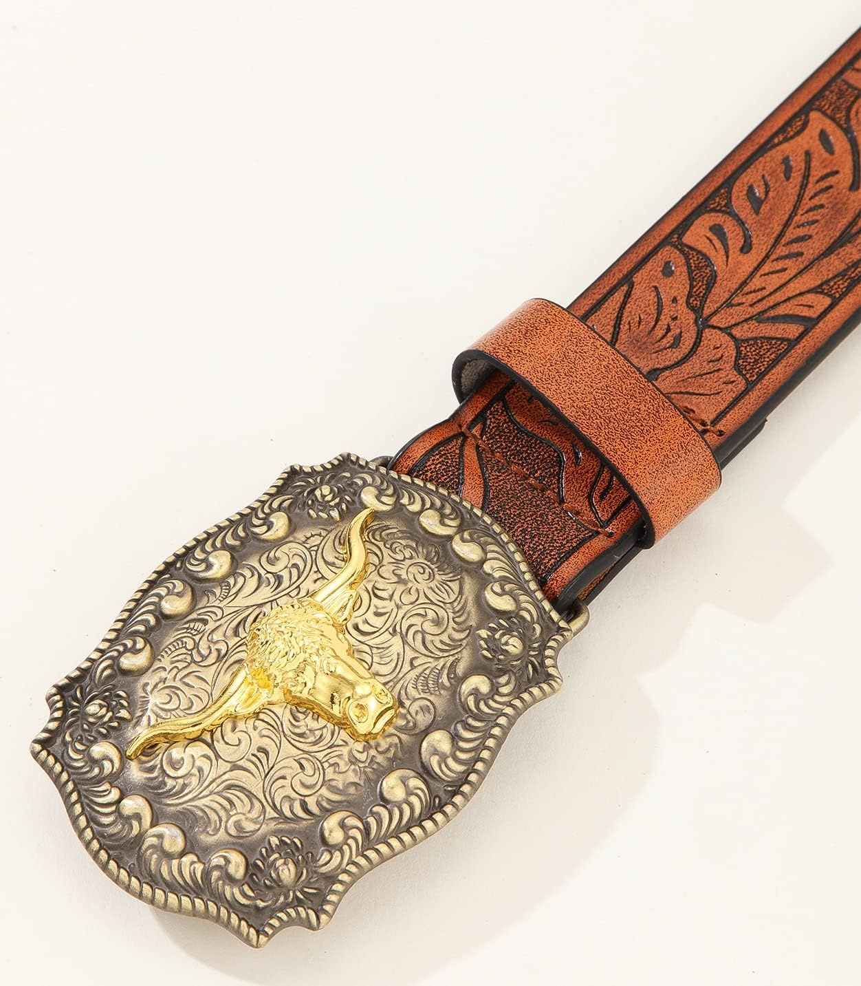 image:imageWomenWesternBelts Turquoise Oval Buckle CowboyLeatherBelt Dress Jeans western outfits belt faux leather floral embossed pattern adjustable fit belts for rodeos festivals country eventsBrown1