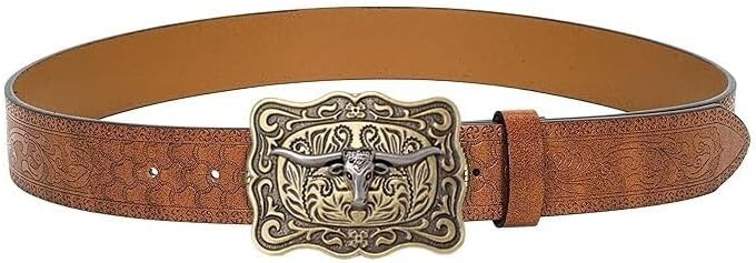 image:imageWomenWesternBelts Turquoise Oval Buckle CowboyLeatherBelt Dress Jeans western outfits belt faux leather floral embossed pattern adjustable fit belts for rodeos festivals country eventsBrown3