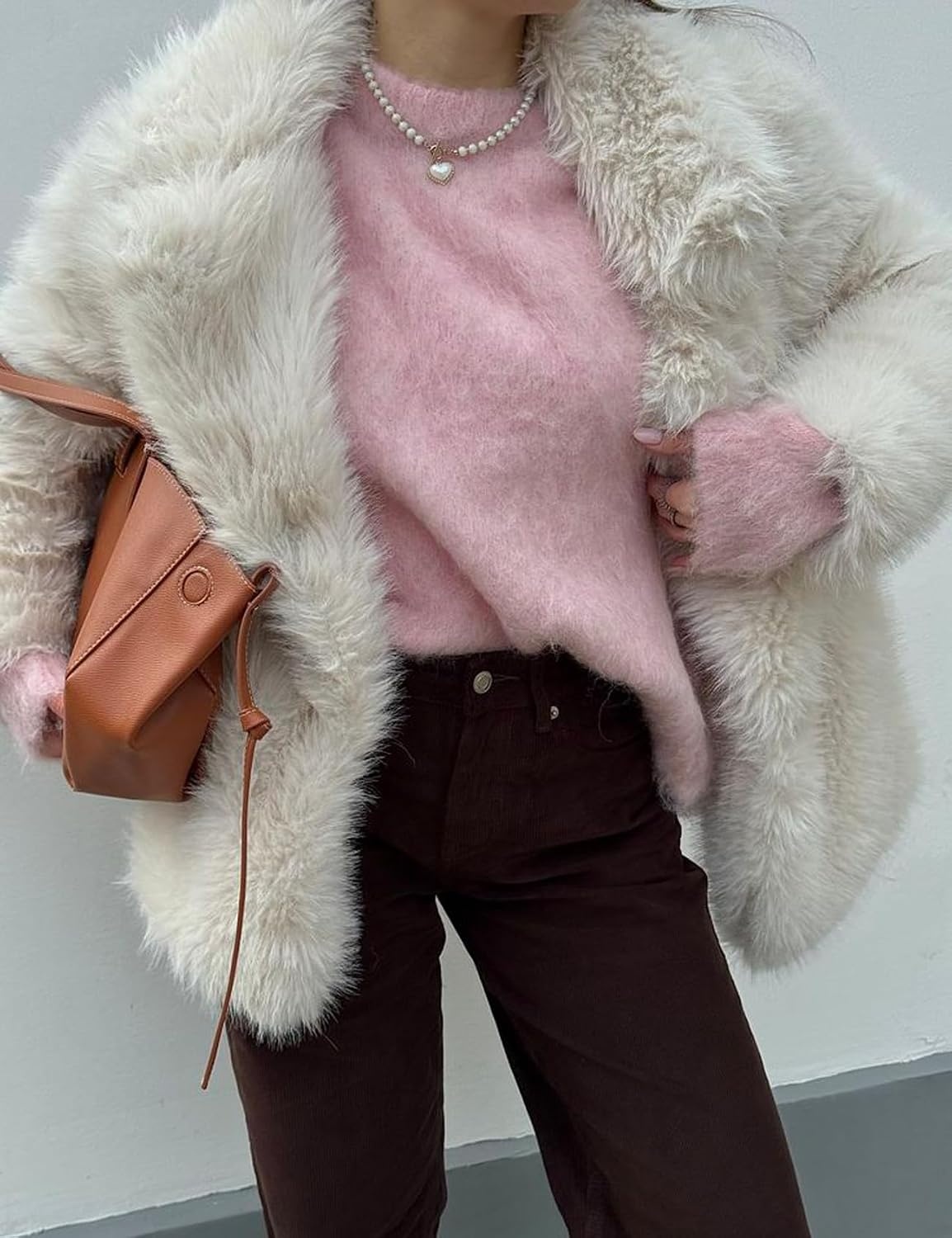 image:imageWomens Faux Fur Coat Lapel Winter Jacket Fluffy Shaggy Coats Faux FurSnap Buttonwith PocketsShort CoatWarmMachine WashableEco FriendlyCasualLuxuryWinter Coats for WomenApricot
