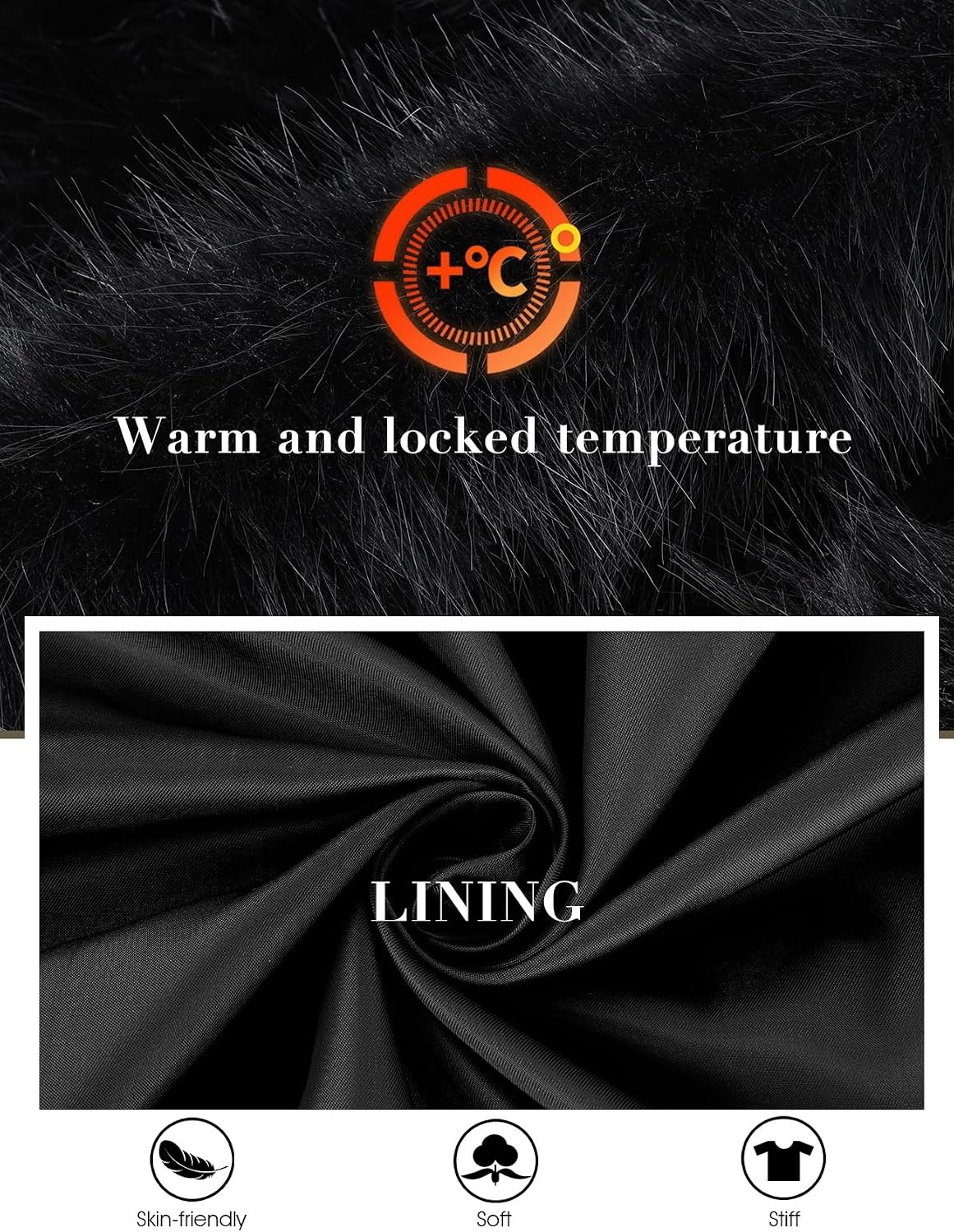 image:imageWomens Faux Fur Coat Lapel Winter Jacket Fluffy Shaggy Coats Faux FurSnap Buttonwith PocketsShort CoatWarmMachine WashableEco FriendlyCasualLuxuryWinter Coats for WomenBlack