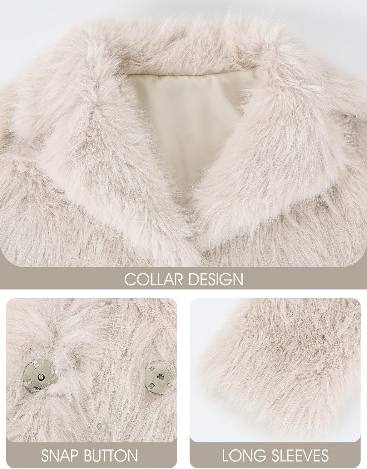image:imageWomens Faux Fur Coat Lapel Winter Jacket Fluffy Shaggy Coats Faux FurSnap Buttonwith PocketsShort CoatWarmMachine WashableEco FriendlyCasualLuxuryWinter Coats for WomenApricot
