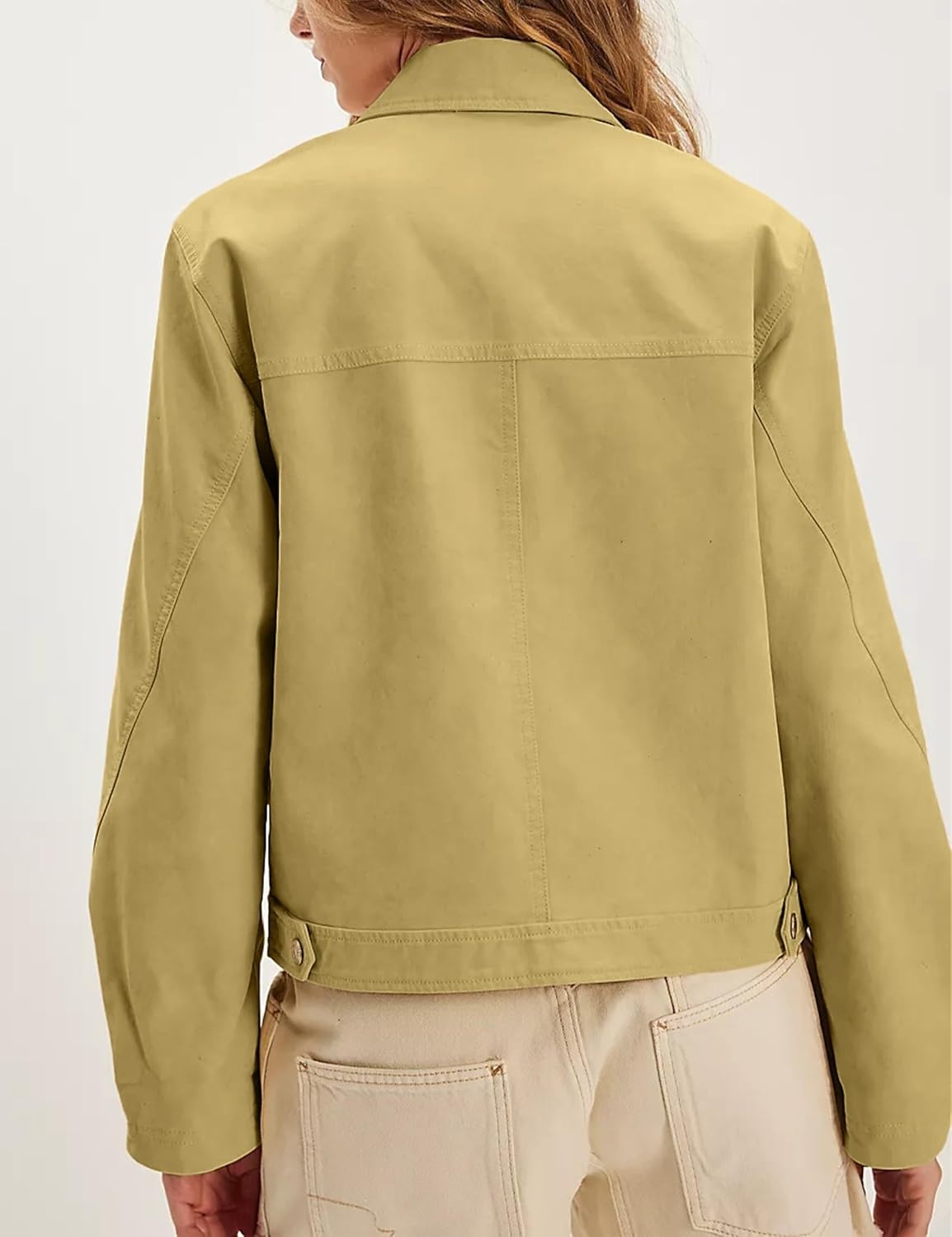 image:imageWomens Faux Leather Jacket Lapel Bell Sleeve Zip Up OutwearYellow
