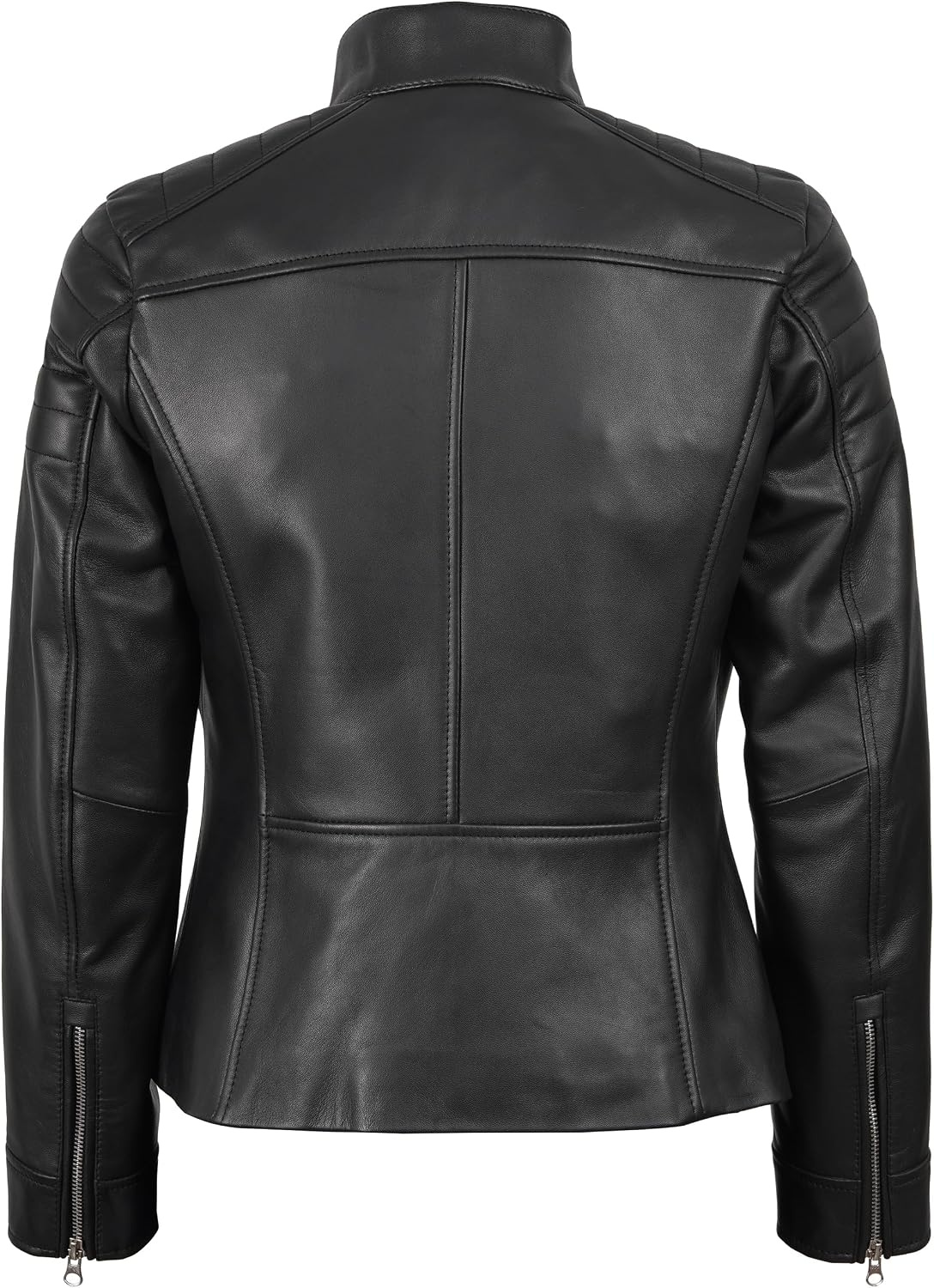 image:imageWomens Leather Jacket Real Lambskin Cafe Racer Style Leather Jackets for WomenCarrie Black Leather Jacket Women
