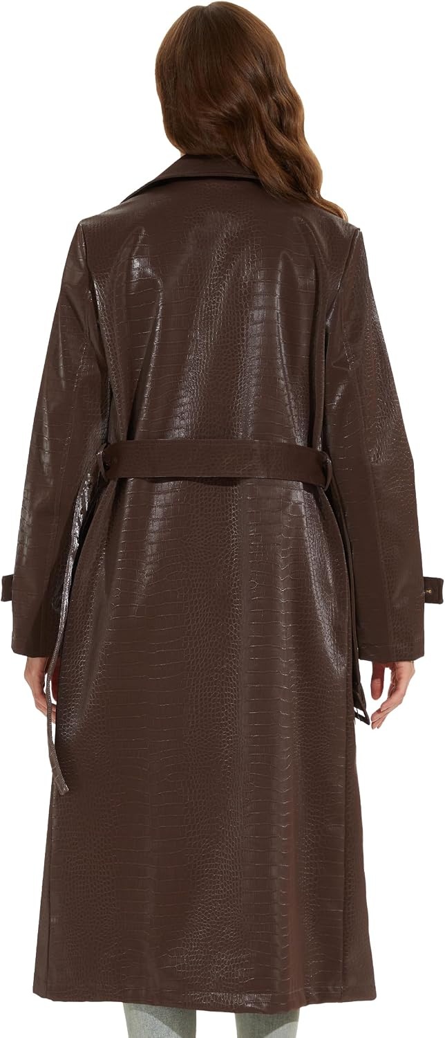 image:imageWomens Leather Trench Coat Faux Motorcycle Plus Size Moto Biker Jacket Short Lightweight Vegan Pleather FashionWine Red