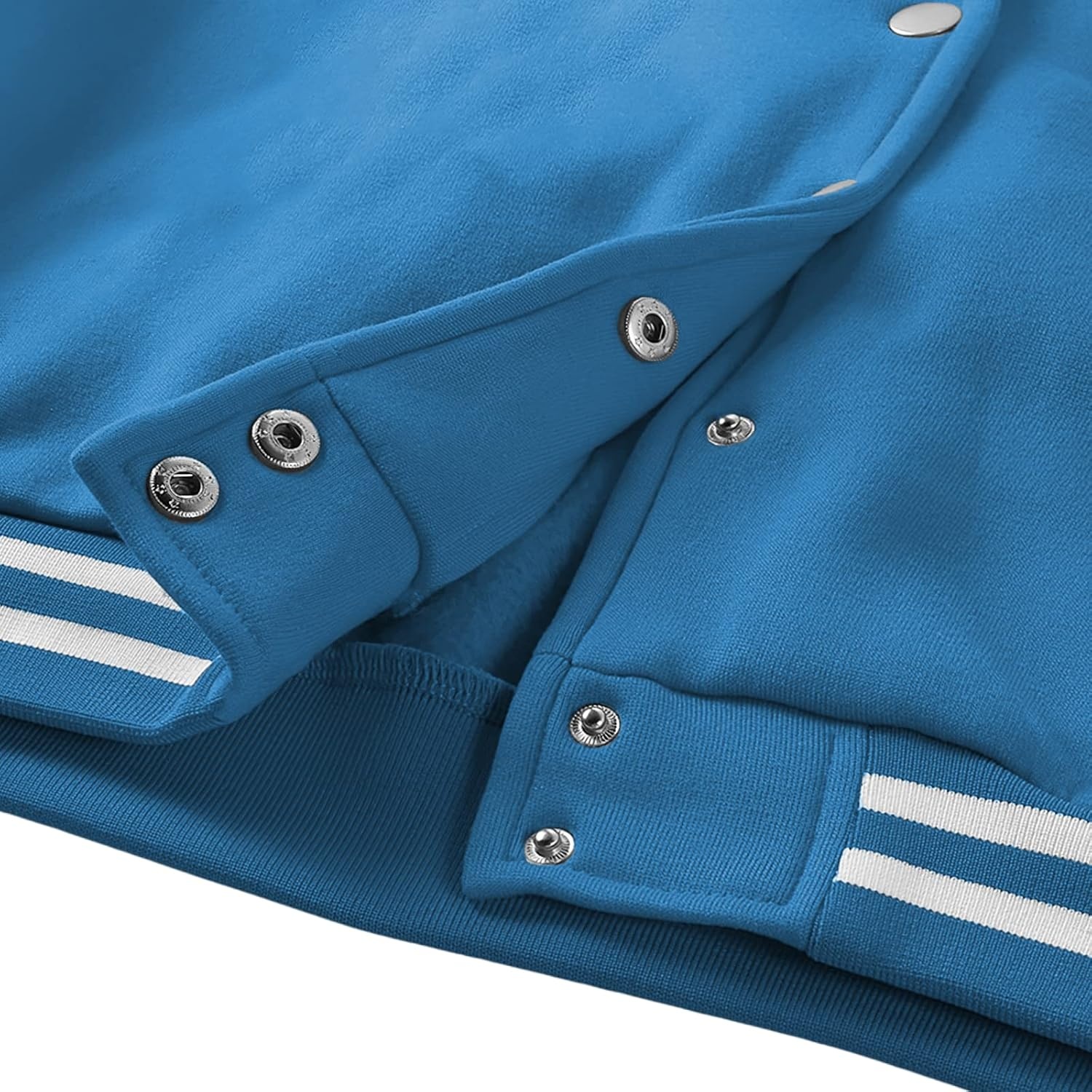 image:imageXaspee Womens Casual Baseball Jacket Faux Leather Colorblock Button Crop Bomber JacketBlue