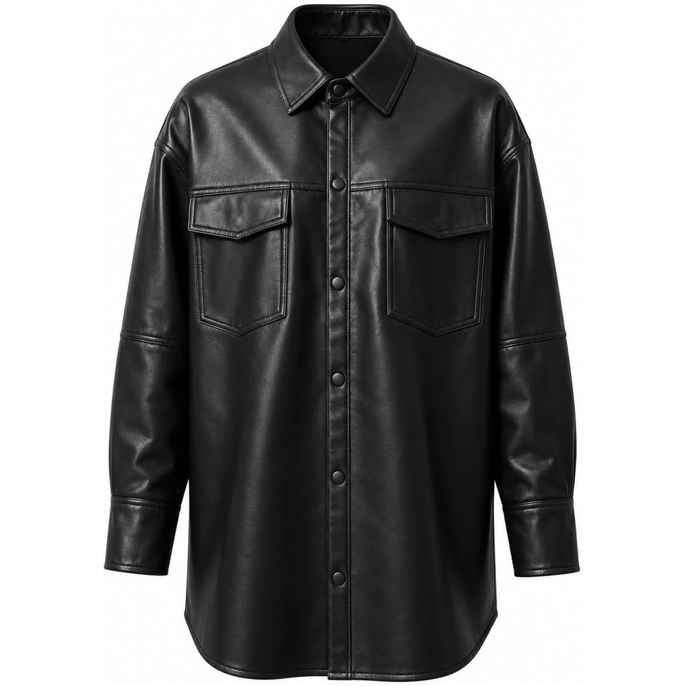 image:imageBellivera Womens Oversized Faux Leather Bomber Motorcycle Casual Jacket Windproof Shell Relaxed Drop Shoulder Snap Zip Closure Urban Street Style Versatile Travel Commute Spring Autumn WearBlack Biker Coat