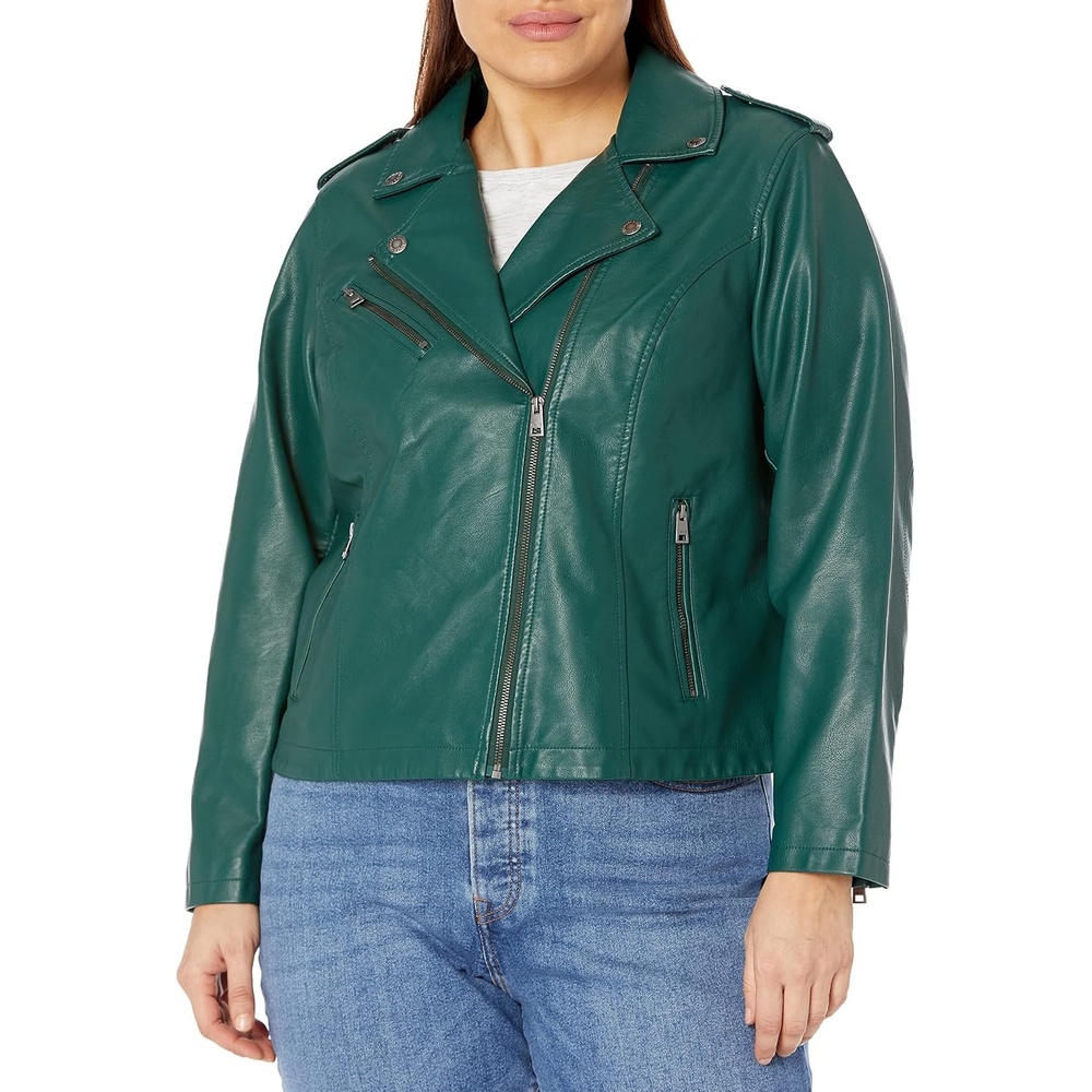image:imageLevis Womens Classic Faux Leather Moto JacketForest