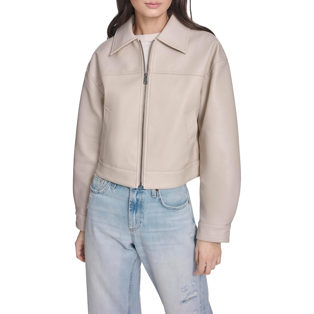 image:imageLevis Womens Relaxed Fit Zip Front JacketChateau Grey Faux Leather