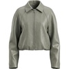 Grey Faux Leather Coat
