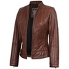 Amy - Cognac Leather Jacket Women