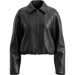 Bellivera Women’s Oversized Faux Leather Bomber Motorcycle Casual Jacket | Windproof Shell Relaxed Drop Shoulder Snap Zip Closure Urban Street Style Versatile Travel Commute Spring Autumn Wear(Black Faux Leather Coat)