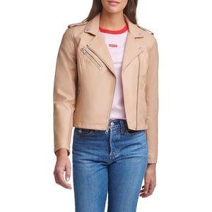 Levi’s Women’s Classic Faux Leather Moto Jacket(Biscotti Beige)