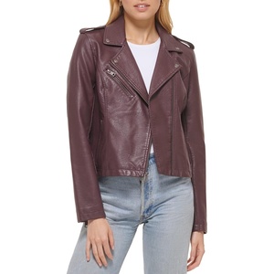 Levi’s Women’s Classic Faux Leather Moto Jacket(Burgundy Red)