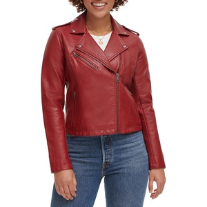 Levi’s Women’s Classic Faux Leather Moto Jacket(Deep Cherry Red)