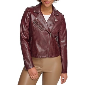 Levi’s Women’s Classic Faux Leather Moto Jacket(Oxblood Gloss Pu)