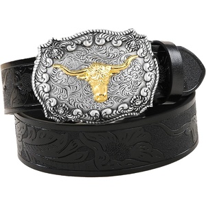 Women-Western-Belts Turquoise Oval Buckle Cowboy-Leather-Belt Dress Jeans | western outfits belt, faux leather, floral embossed pattern, adjustable fit, belts for rodeos, festivals country events(Black-1)