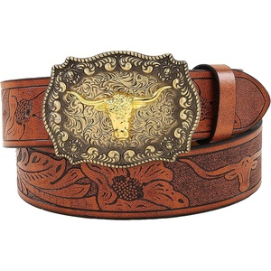 Women-Western-Belts Turquoise Oval Buckle Cowboy-Leather-Belt Dress Jeans | western outfits belt, faux leather, floral embossed pattern, adjustable fit, belts for rodeos, festivals country events(Brown-1)