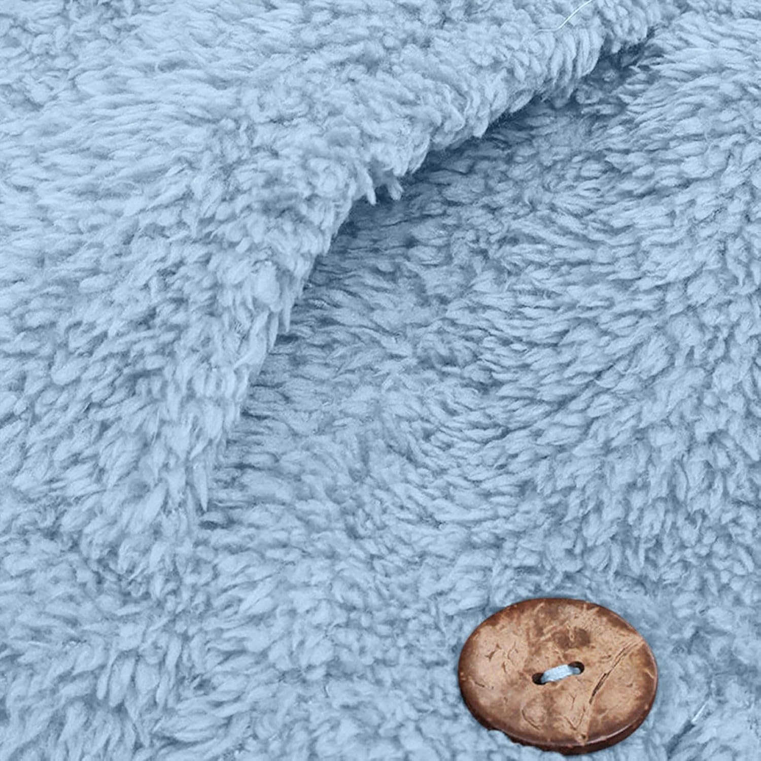 image:imageBeessbest Women Fleece Jacket Button Down Sherpa Hooded Coat Teddy Bear Jacket for Women Long Sleeve Solid Hoodies Oversized Fluffy Pajamas Coats Fall Winter Warm Outerwear with PocketSky Blue