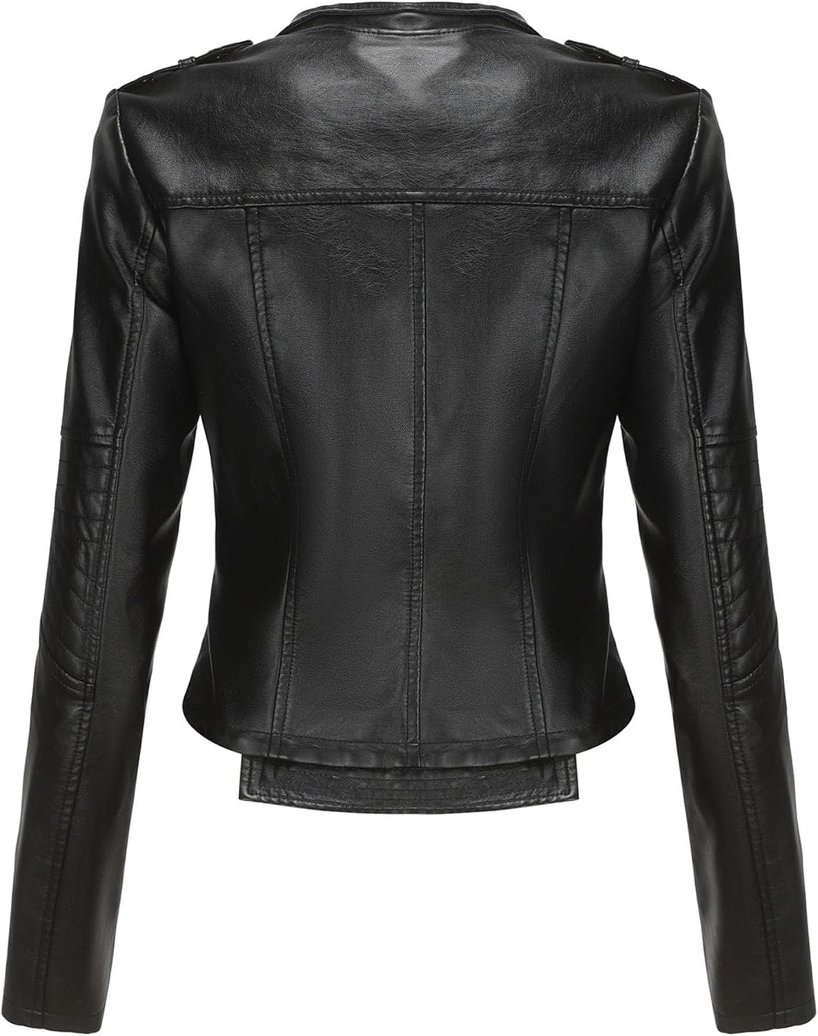 image:imageJEKEDG Womens Casual Blazer Collar Fashion Coat Vintage Biker Spring Fall Coat Jacket Faux Leather Zip Up CoatsBlack 3