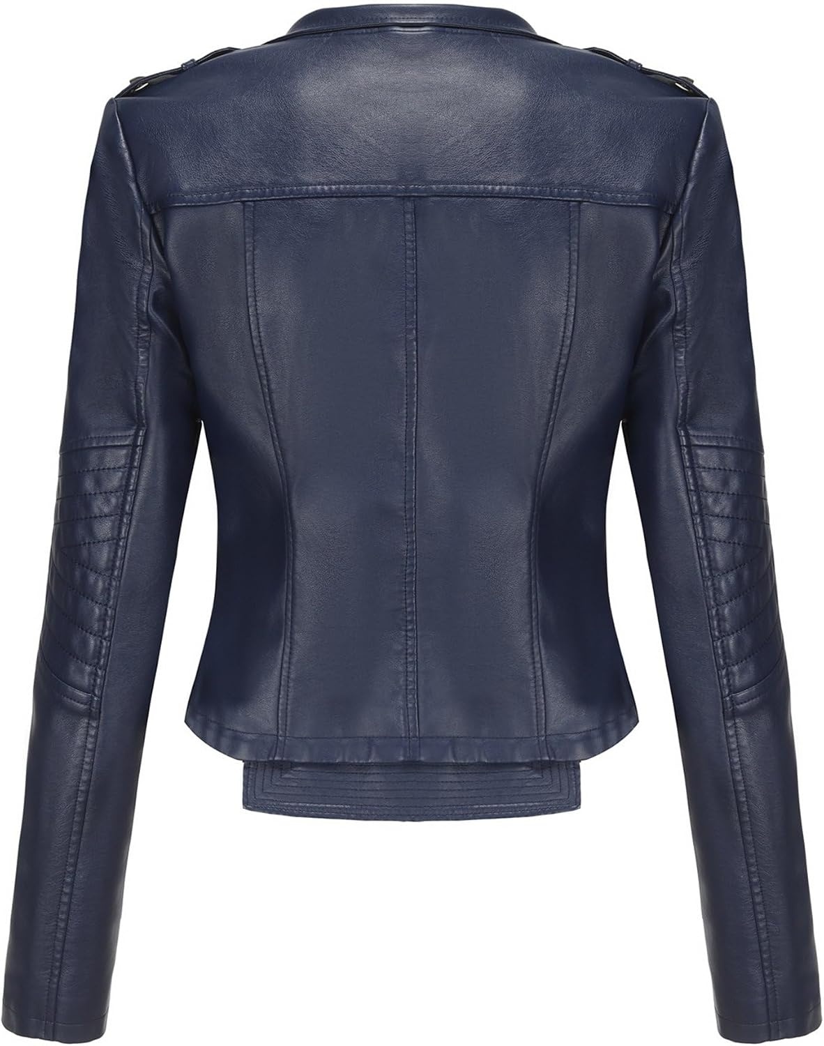 image:imageJEKEDG Womens Casual Blazer Collar Fashion Coat Vintage Biker Spring Fall Coat Jacket Faux Leather Zip Up CoatsBlue 3