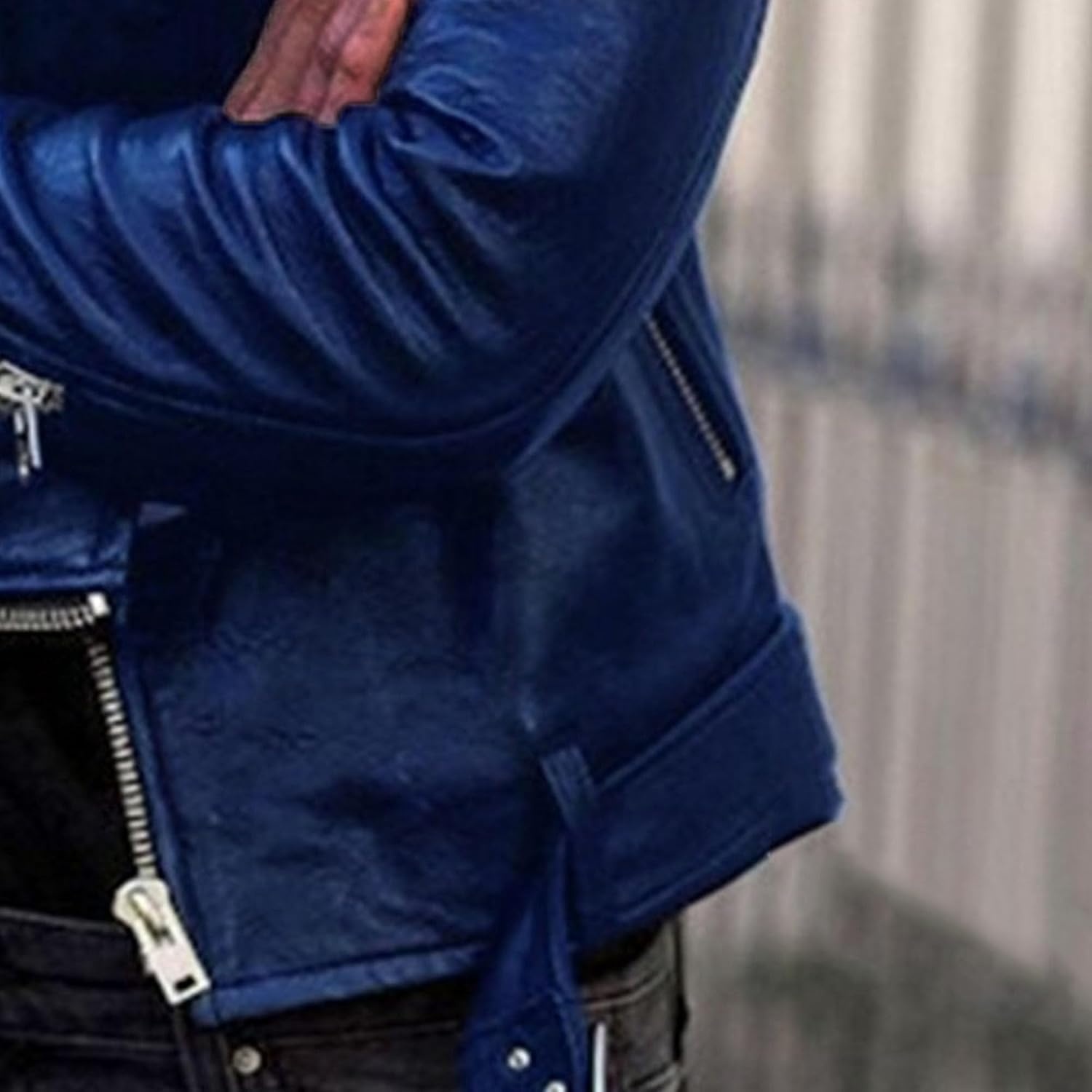 image:imageJEKEDG Womens Casual Blazer Collar Fashion Coat Vintage Biker Spring Fall Coat Jacket Faux Leather Zip Up CoatsBlue