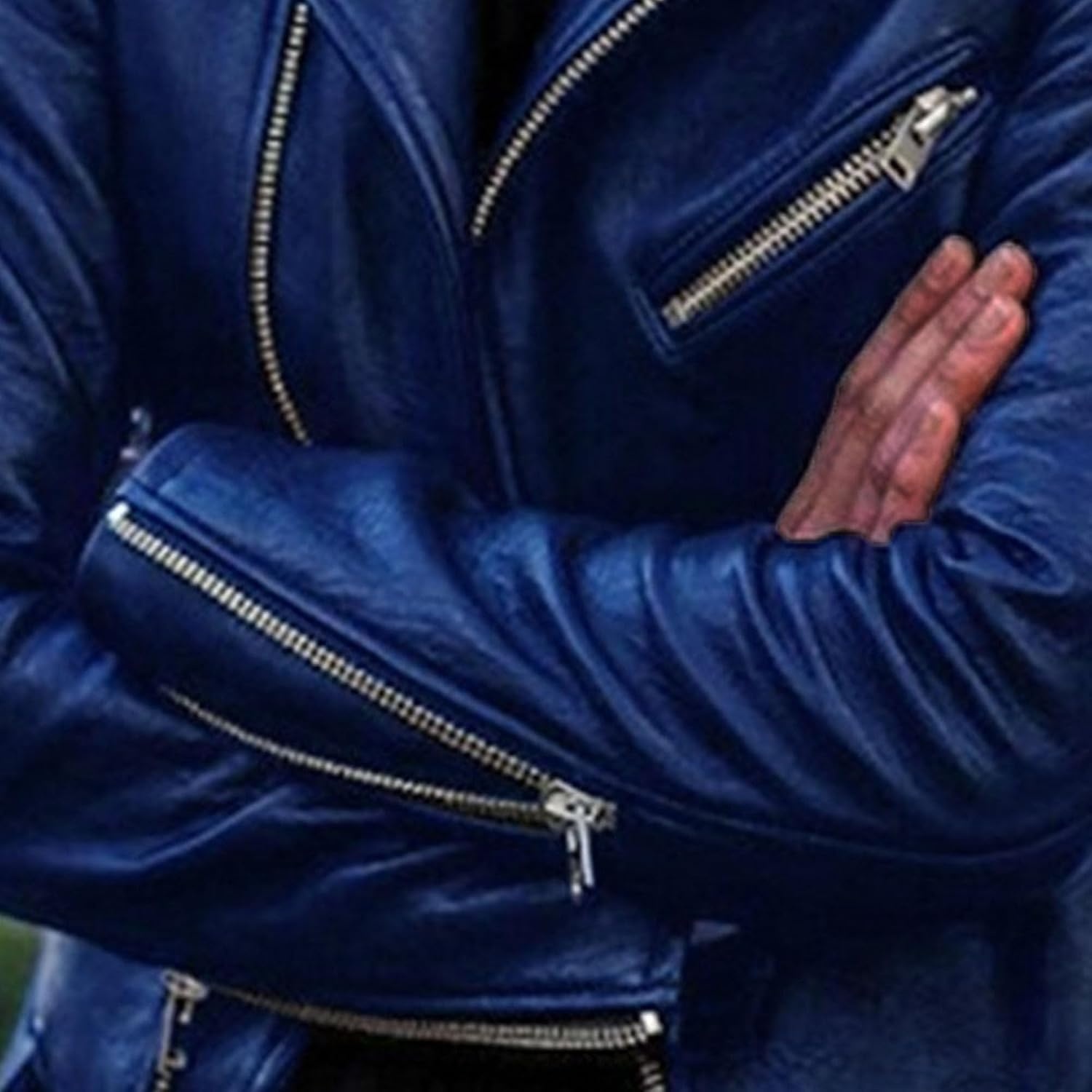 image:imageJEKEDG Womens Casual Blazer Collar Fashion Coat Vintage Biker Spring Fall Coat Jacket Faux Leather Zip Up CoatsBlue