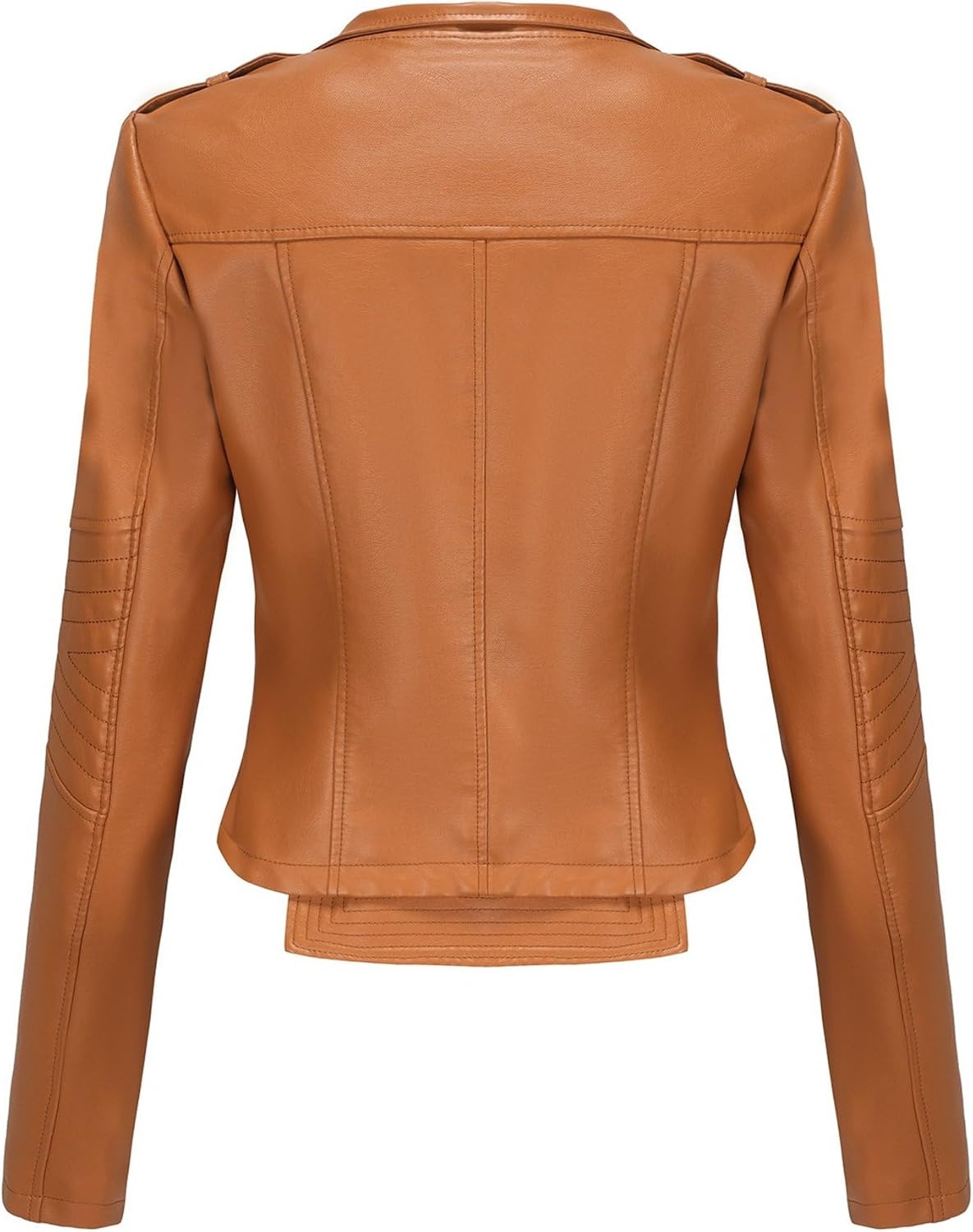 image:imageJEKEDG Womens Casual Blazer Collar Fashion Coat Vintage Biker Spring Fall Coat Jacket Faux Leather Zip Up CoatsCamel 3