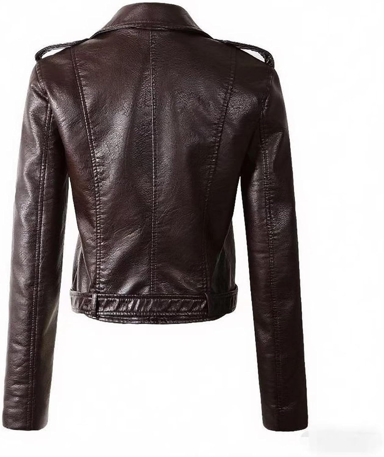 image:imageJEKEDG Womens Casual Blazer Collar Fashion Coat Vintage Biker Spring Fall Coat Jacket Faux Leather Zip Up CoatsCoffee 2